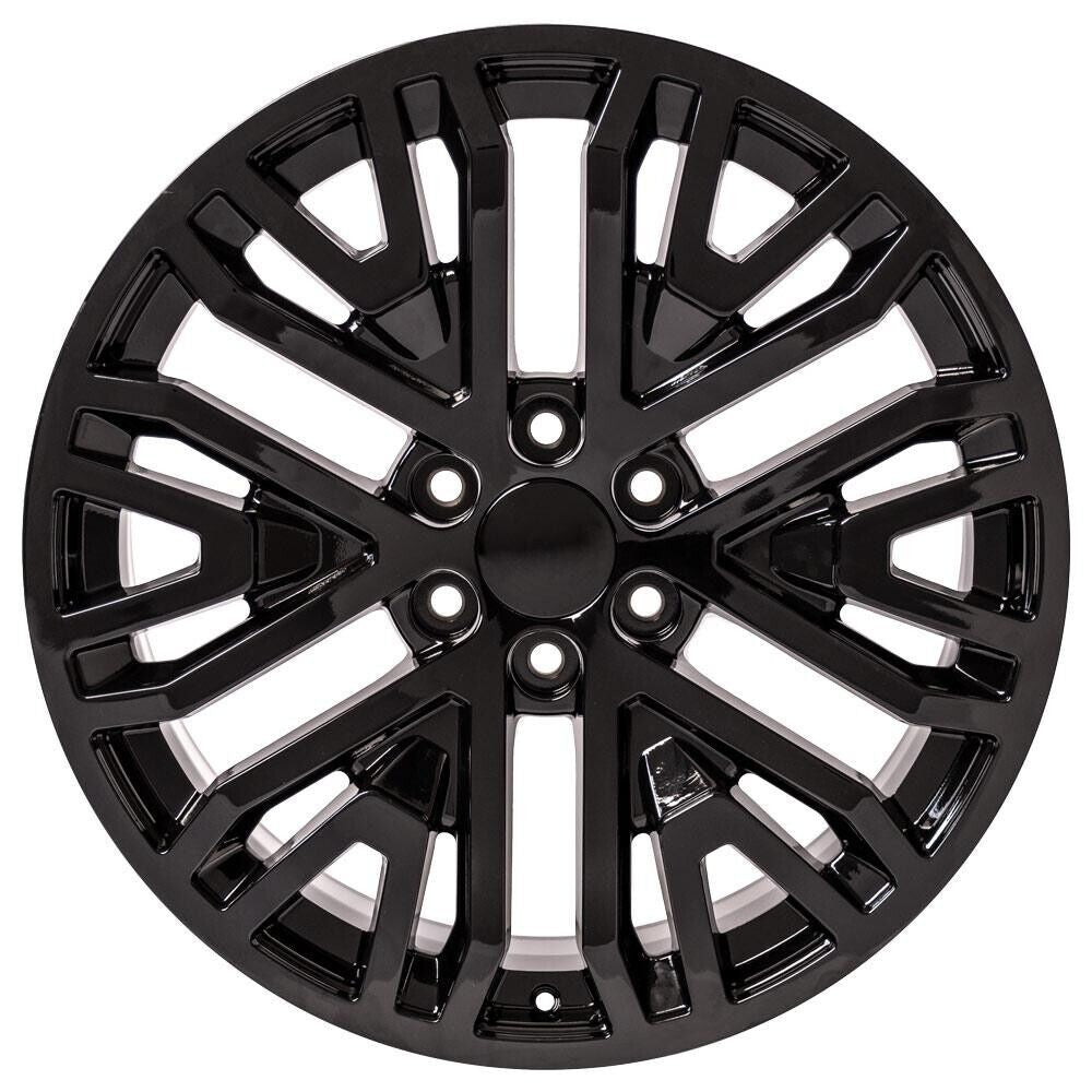 Gloss Black 22" Wheels Six Split for 2000-2026 Chevy Silverado Tahoe Suburban2
