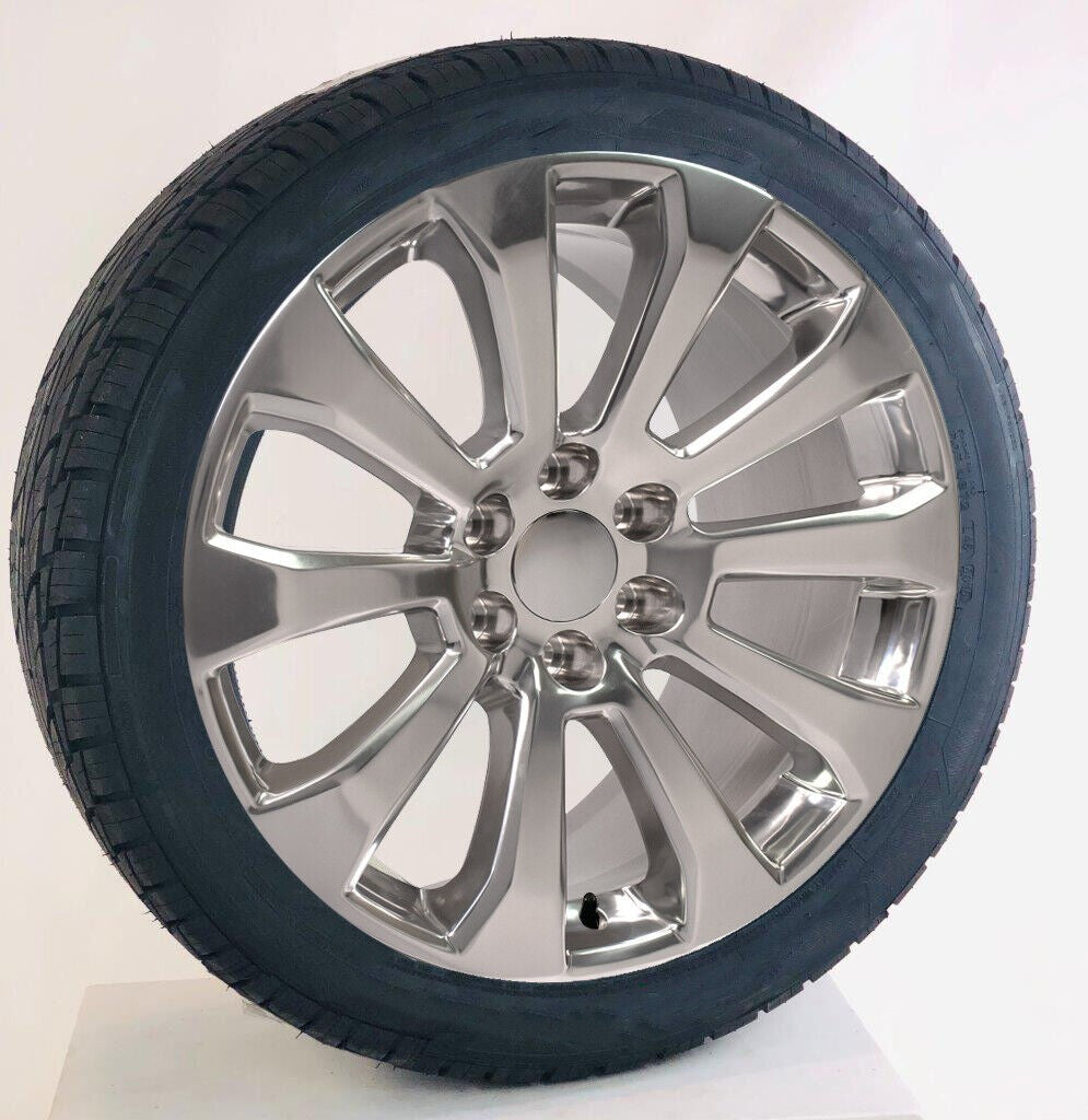 Chevy 22" Polished Ten Spoke Wheels All Season Tires Silverado Tahoe Suburban0