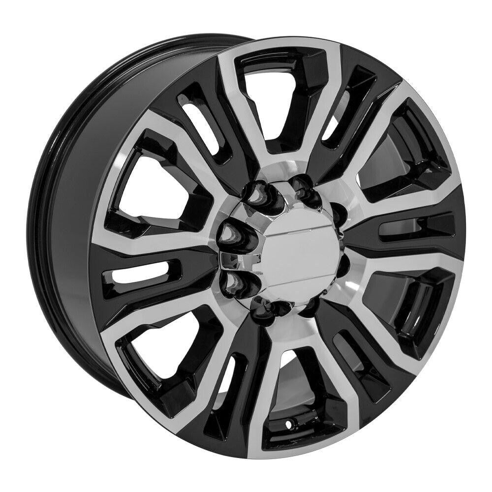 2011-2026 GMC Sierra 2500 3500 Black And Machine Aluminum 20" 8 Lug Wheels1