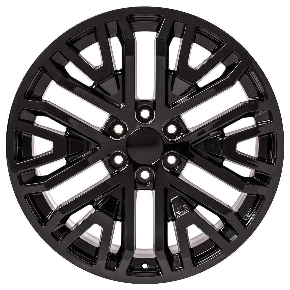 Gloss Black 22" Wheels Six Split Spoke for 2000-2026 GMC Sierra Yukon Denali2