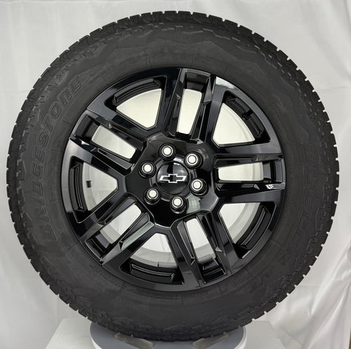20" Chevy Silverado Black Trail Boss OEM Wheels Bridgestone AT Tire New Takeoff0