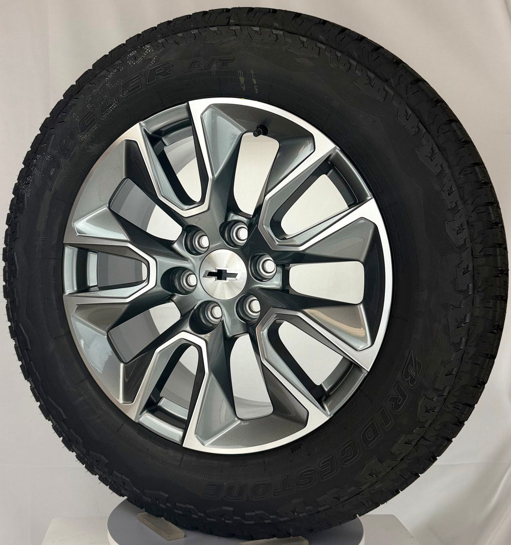 20" Chevy Silverado Tahoe Gunmetal RST OEM Wheels Bridgestone AT Tire TPMS5
