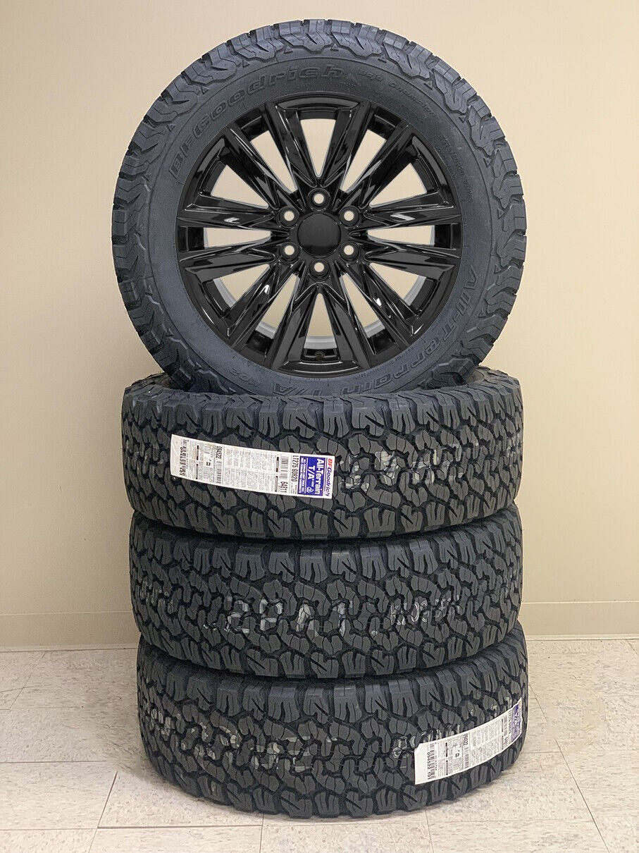 GMC 20" Black Platinum Wheels BFG Tires For Sierra Yukon Denali TPMS LUGS1