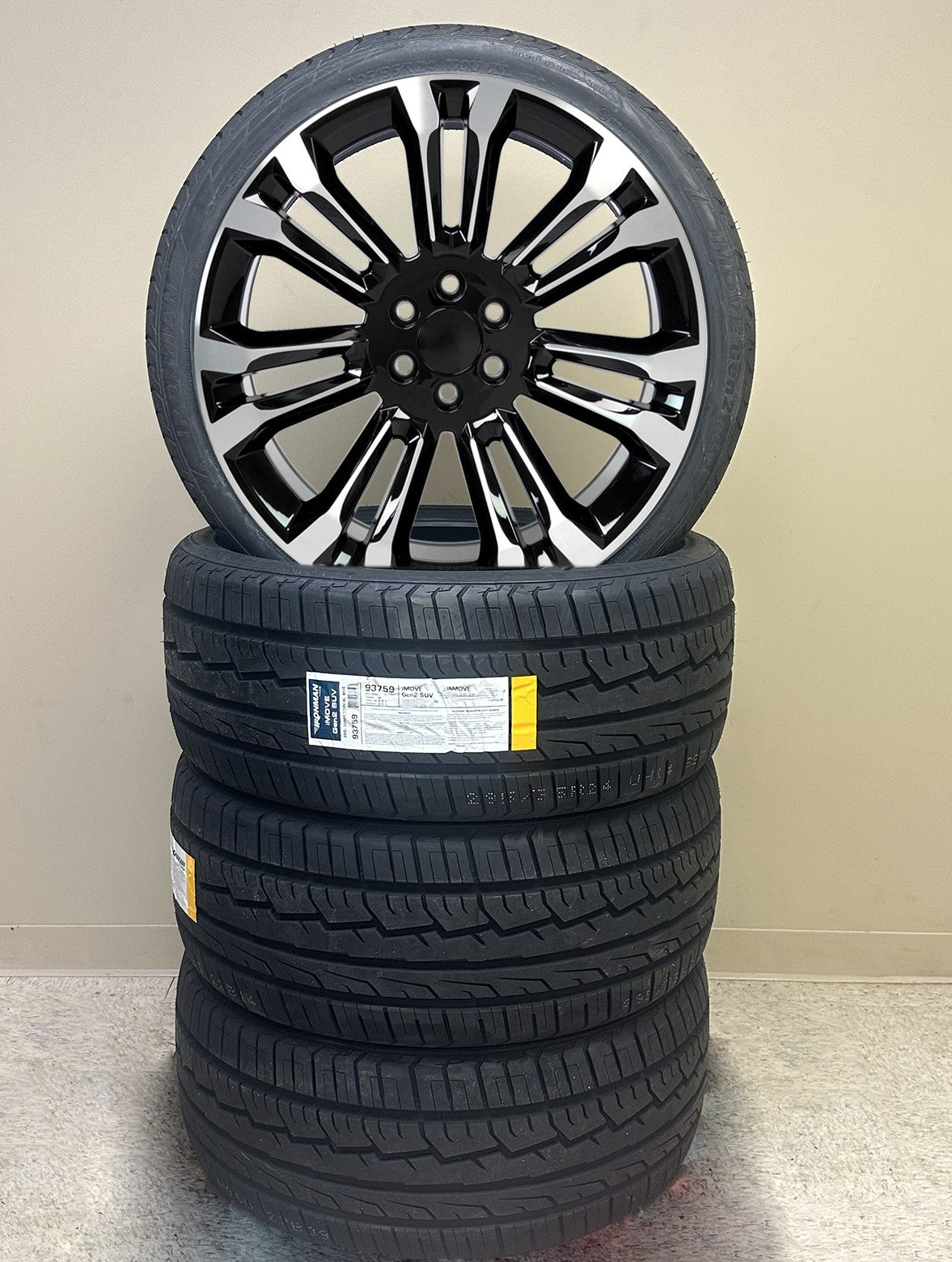 Split Spoke Machine Black 24" Wheels Tires Silverado Tahoe Sierra Yukon Escalade1