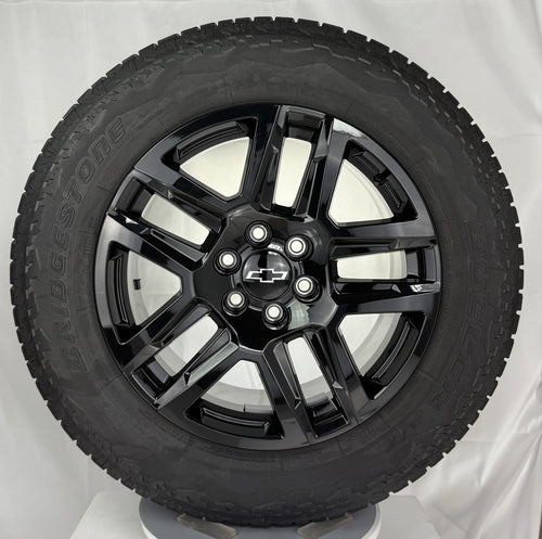 20" Chevy Silverado Black Trail Boss OEM Wheels Bridgestone AT Tire TPMS LUG NUT0