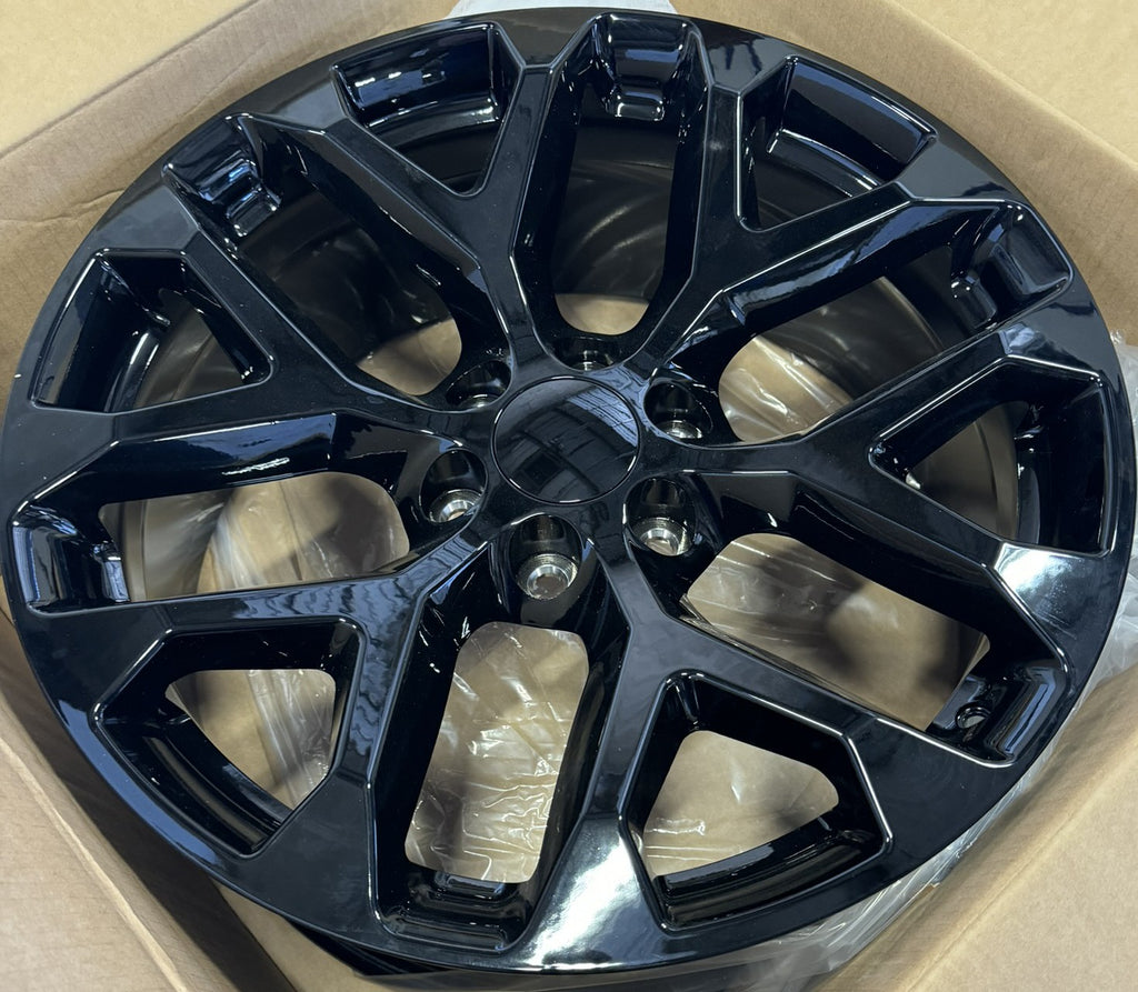 Chevy Silverado 20" Gloss Black Snowflake NEW Wheels Goodyear AT Takeoff Tires5