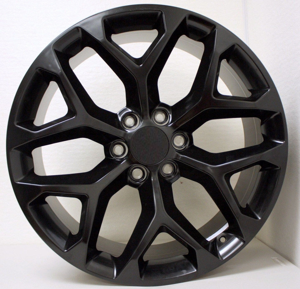 GMC 22" Satin Black Snowflake Wheels Rims For 2000-2026 Sierra Yukon Escalade1