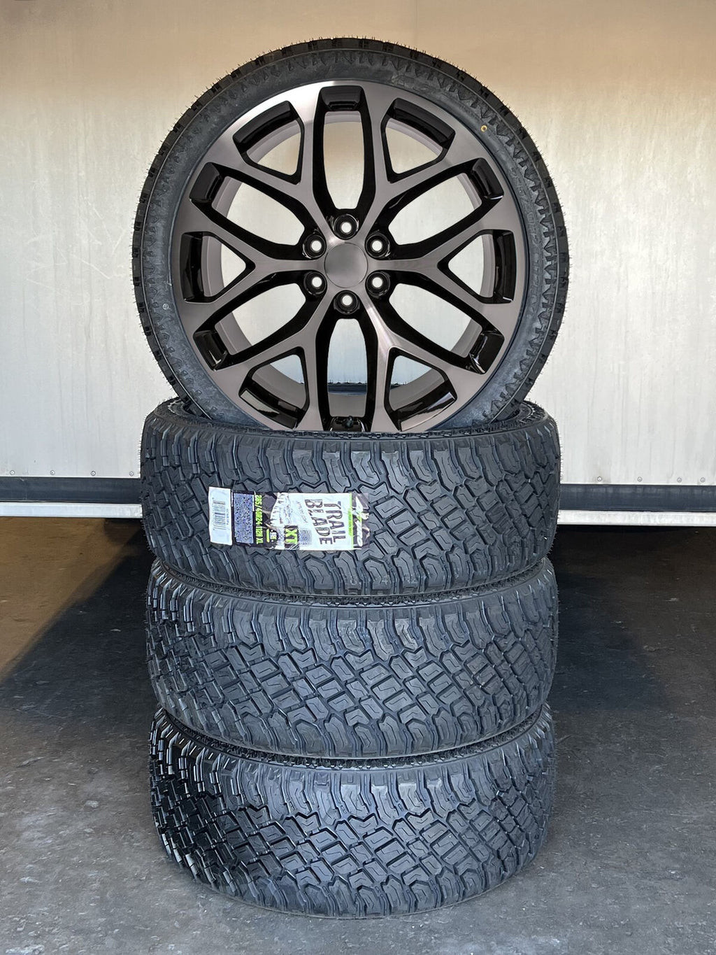 24" Black & Machine Snowflake Wheels X/T Tires Chevy Silverado Tahoe GMC Sierra0