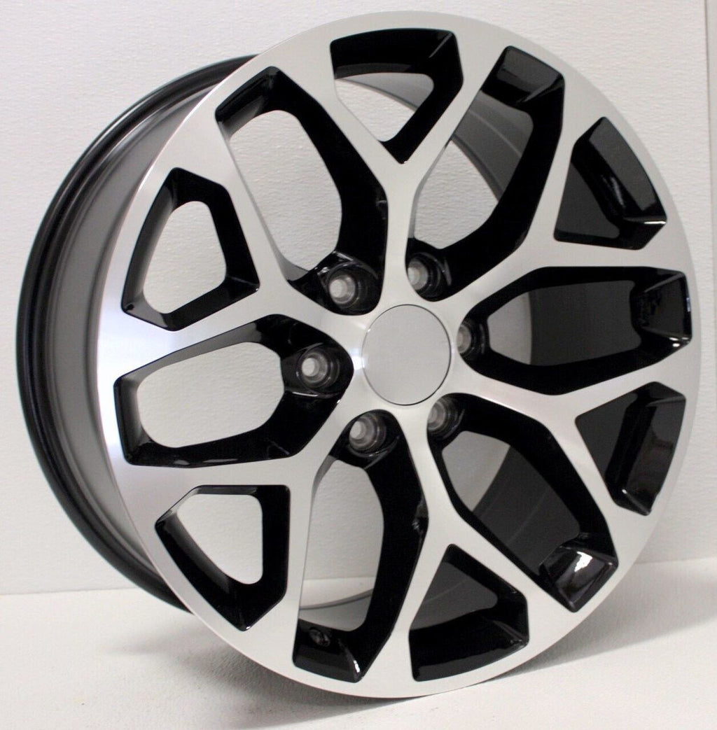 Chevy 20" Black & Machine Snowflake Wheels For 2000-26 Silverado Tahoe Suburban0