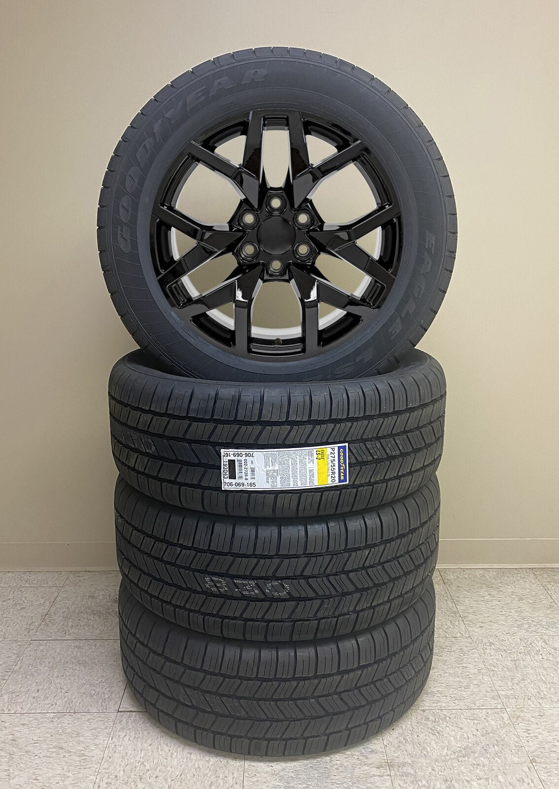 GMC 20" Black Y Spoke Wheels Goodyear Tires Fits 2000-2026 Sierra Yukon Denali0