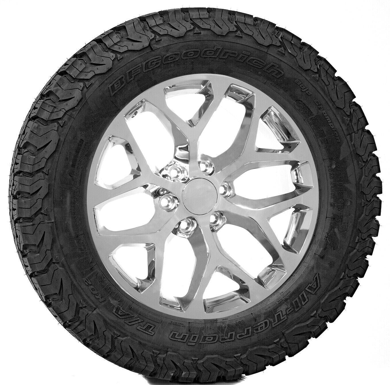GMC 20" Snowflake Chrome Wheels BFG AT KO2 275/60R20 Tires 2000-26 Sierra Yukon0