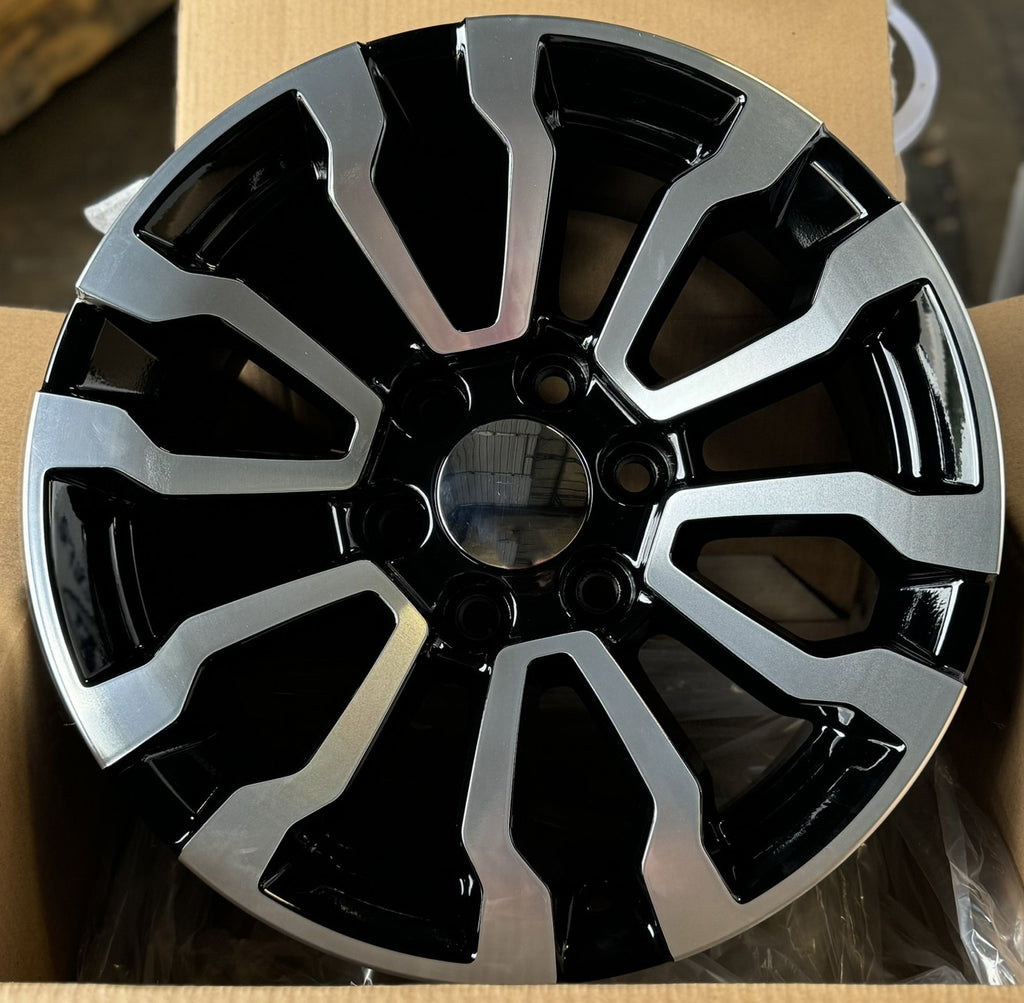 Chevy Silverado Tahoe AT4 Style 18" Black & Machine Replica Wheels Highway Tires3