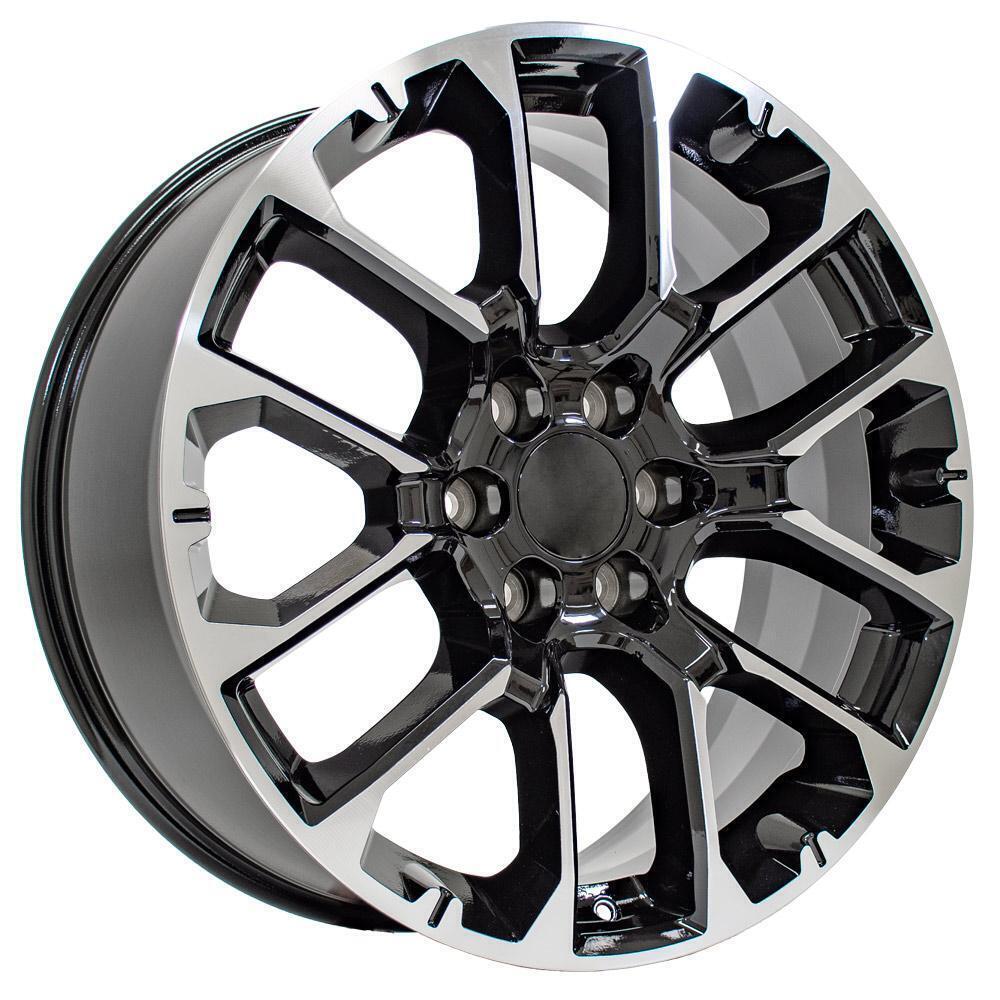 22" Black And Machine Wheels 2000-2026 Chevy Silverado Suburban Tahoe Avalanche0