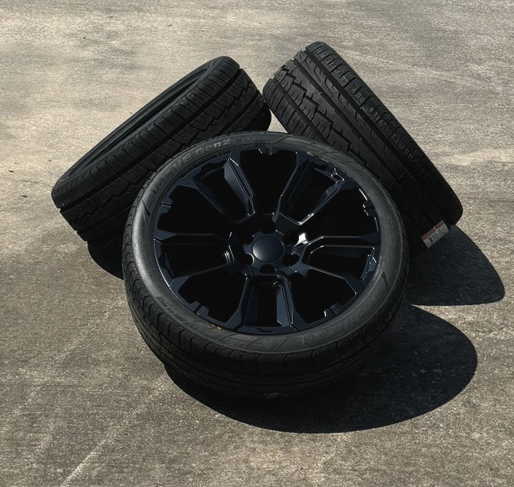 22" Gloss Black Wheels with All Season Tires GMC Sierra Yukon Denali New Set 40