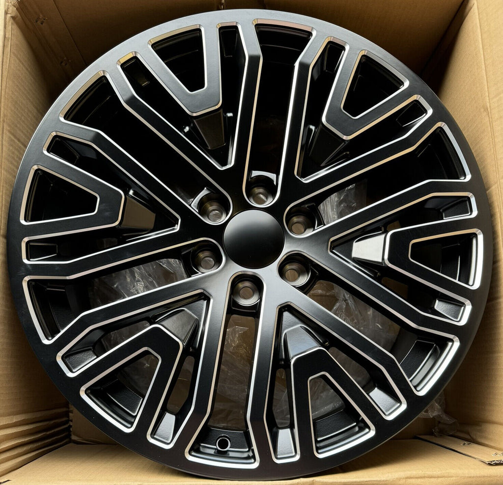 Satin Black Milled Edge 22" Wheels Blackhawk R/T Tires GMC Sierra Yukon Denali6