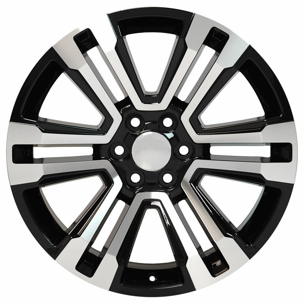 GMC Denali Style 22" Black & Machine Split Spoke Wheels For 2000-18 Sierra Yukon1