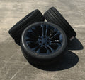 Black 7 Split Spoke 22" Wheels Ironman H/T Tires For 2019-2026 Dodge Ram 15000