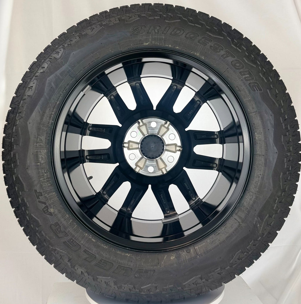 20" Chevy Silverado Tahoe Black And Machine OEM Wheels Bridgestone AT Tires5