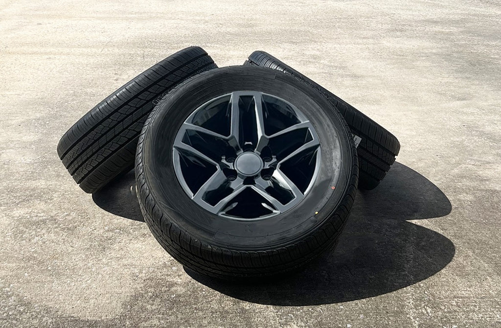 Chevy Silverado Tahoe Trail Boss 18" Gloss Black Replica Wheels Highway Tires0