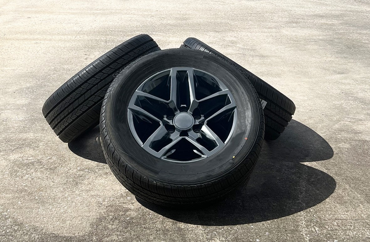 Chevy Silverado Tahoe Trail Boss 18" Gloss Black Replica Wheels Highway Tires0