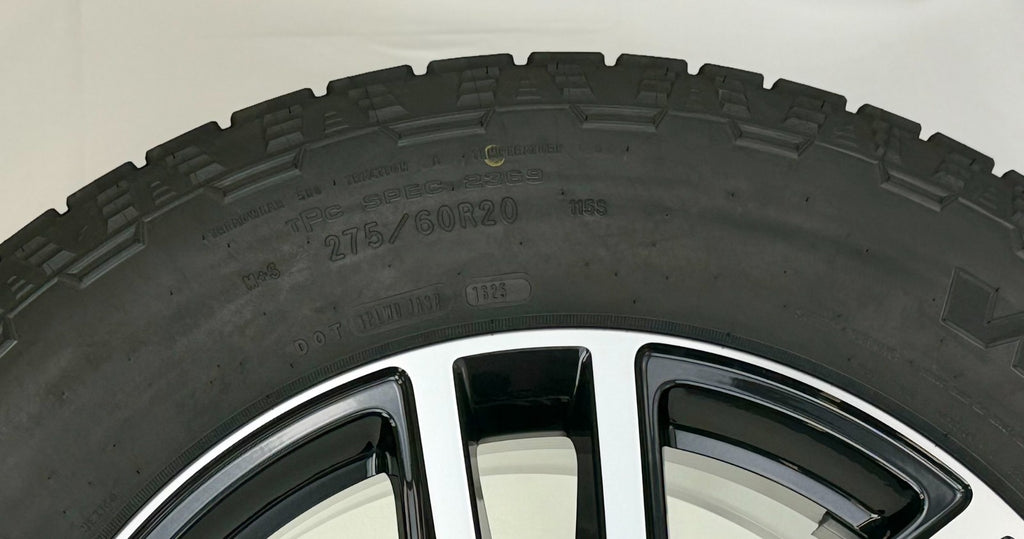 20" Chevy Silverado Tahoe Black And Machine OEM Wheels Goodyear AT Tires TPMS3
