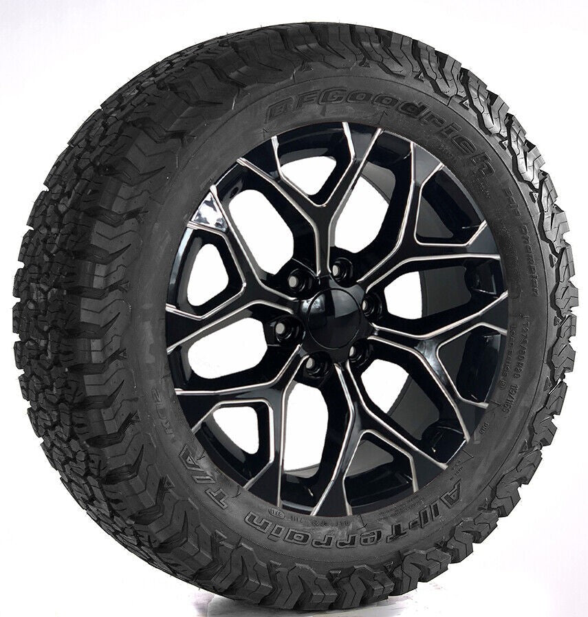Chevy 20" Snowflake Black Milled Wheels BFG Tires For Silverado Tahoe Suburban1