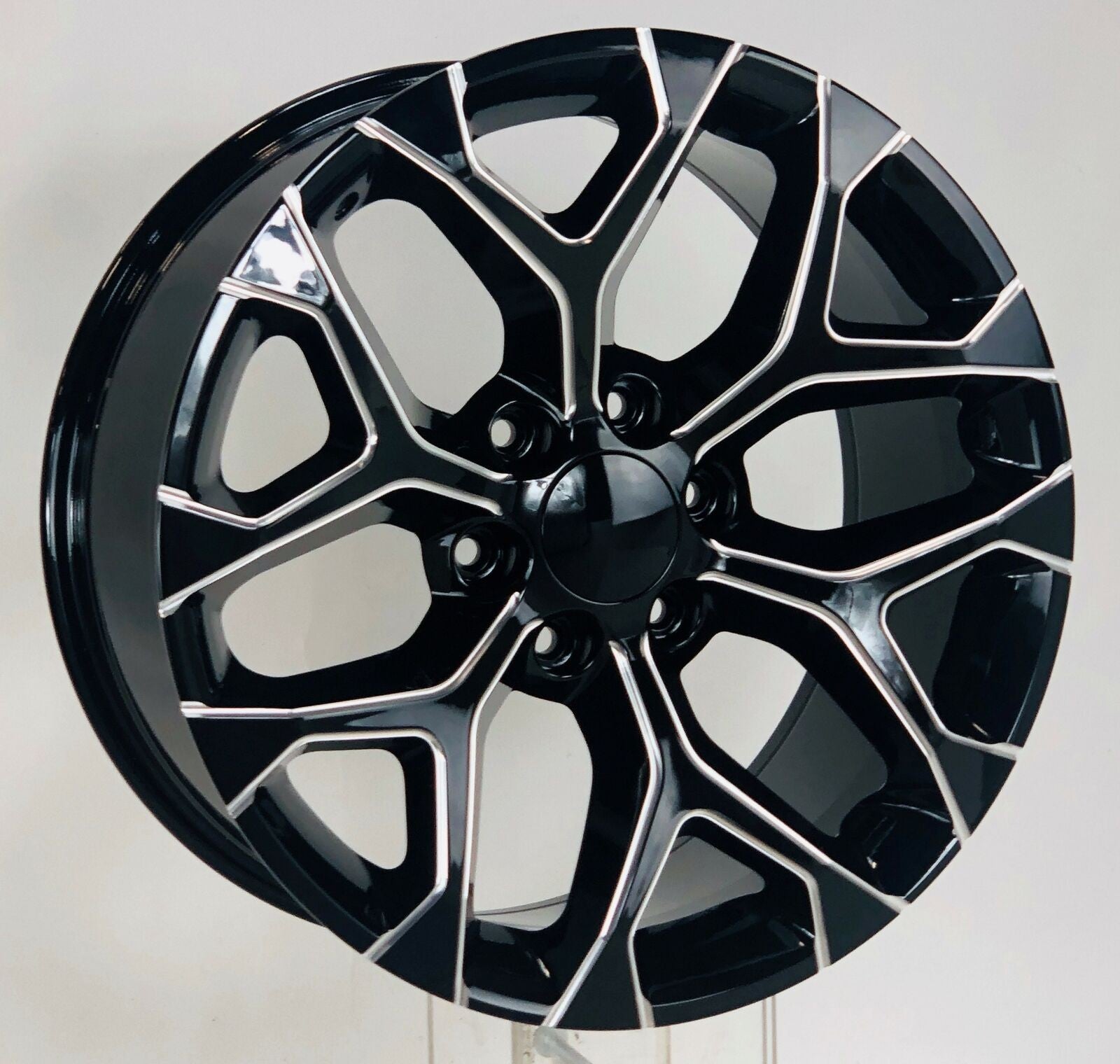 Chevy 20" Gloss Black Milled Edge Snowflake Wheels For 2000-2026 Silverado Tahoe0