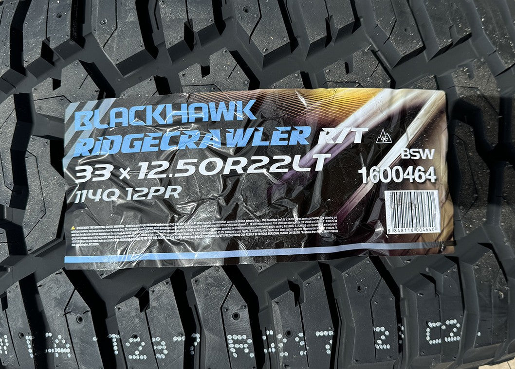 Black Snowflake 22" Wheels Blackhawk 33x12.50 R/T Tires Chevy Tahoe Silverado2