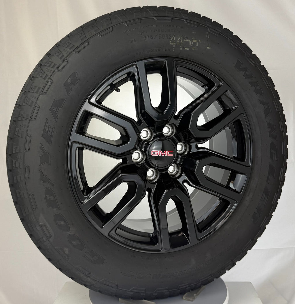 20" GMC Sierra Black Elevation Denali SLT OEM Wheels Goodyear AT Tires TPMS LUGS4