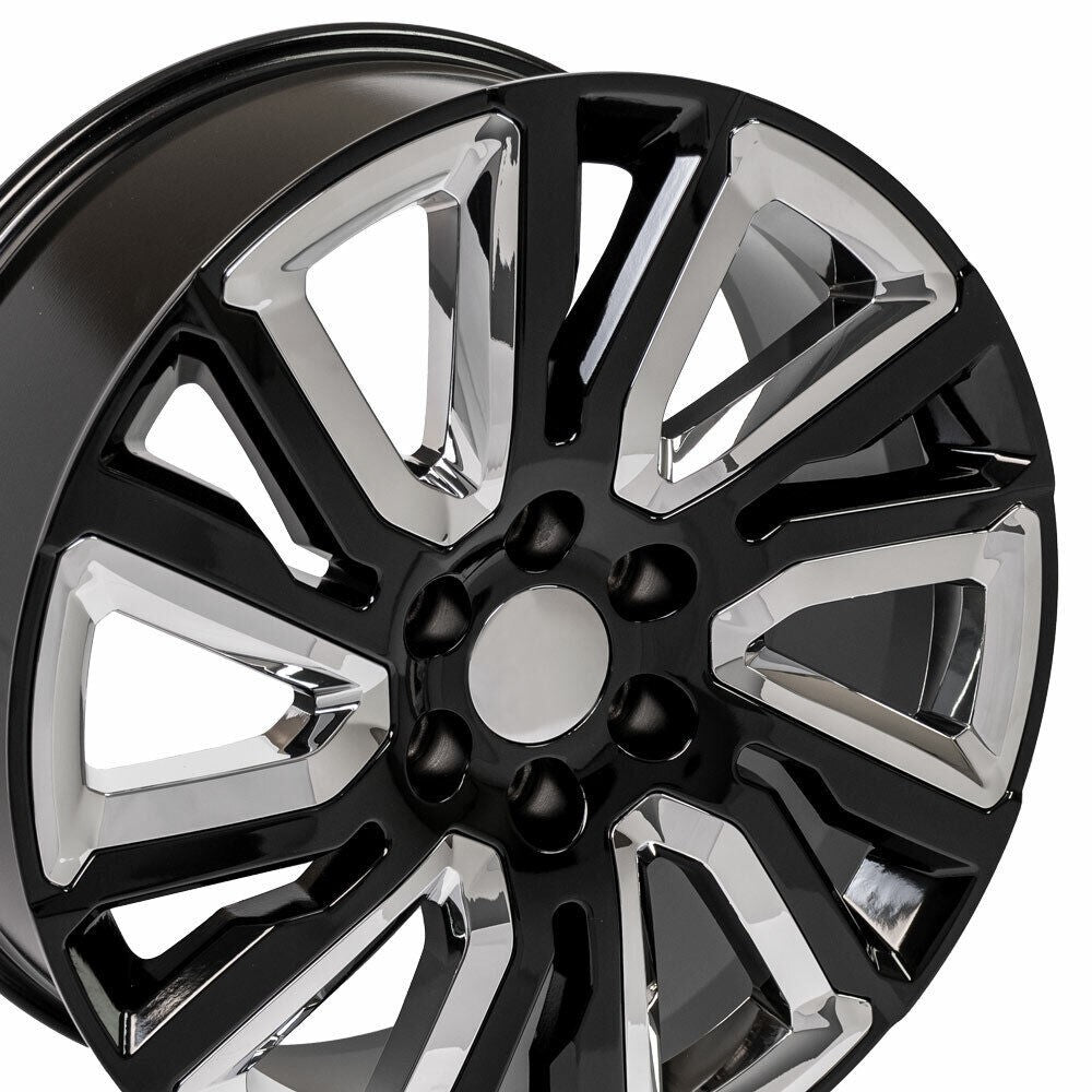 Chevy 22" Black & Chrome Replica Wheels Bridgestone Tire 2000-26 Silverado Tahoe2