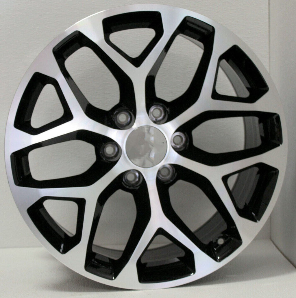 Chevy 20" Black & Machine Snowflake Wheels For 2000-26 Silverado Tahoe Suburban1