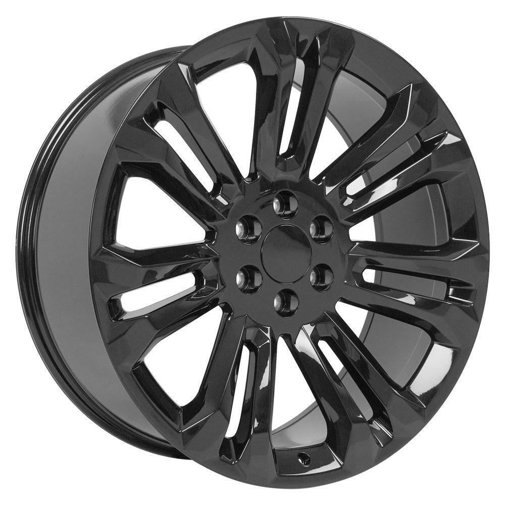 24" Black Split Spoke Wheels Rims for 2000-2026 Chevy Silverado, Tahoe, Suburban0