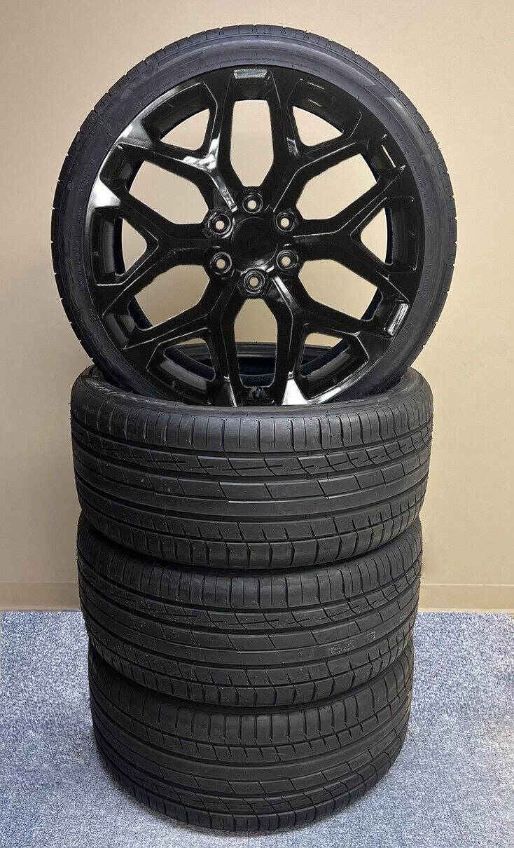 Black 24" Snowflake Wheels H/T Tires Chevy Silverado Tahoe GMC Sierra Yukon0