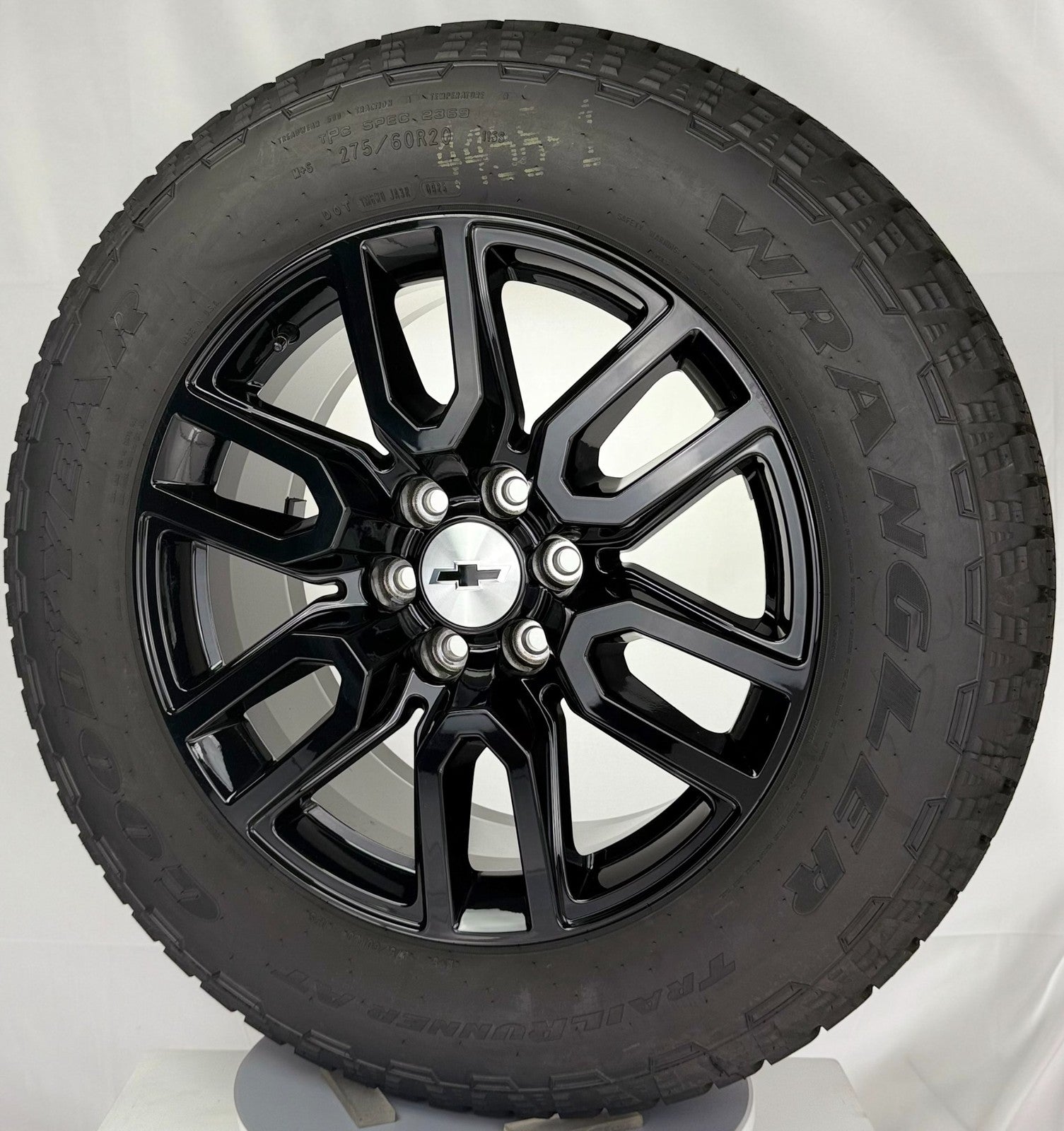 20" Chevy Silverado Tahoe Suburban Black OEM Wheels Goodyear AT Tires TPMS LUGS2