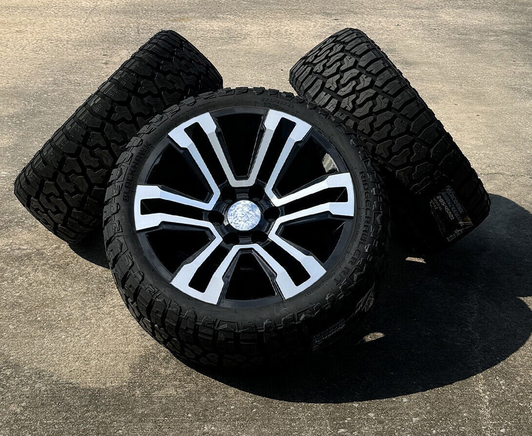 Black & Machine 22" Denali Split Wheels Blackhawk RT Tires GMC Sierra Yukon0