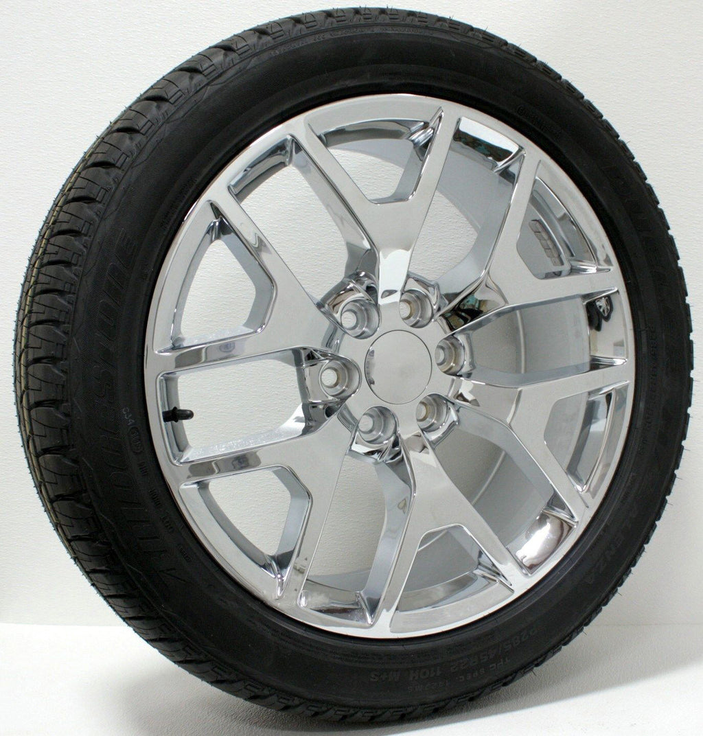 Chevy Silverado Suburban Tahoe 22" Chrome Honeycomb Wheels Bridgestone Tires0