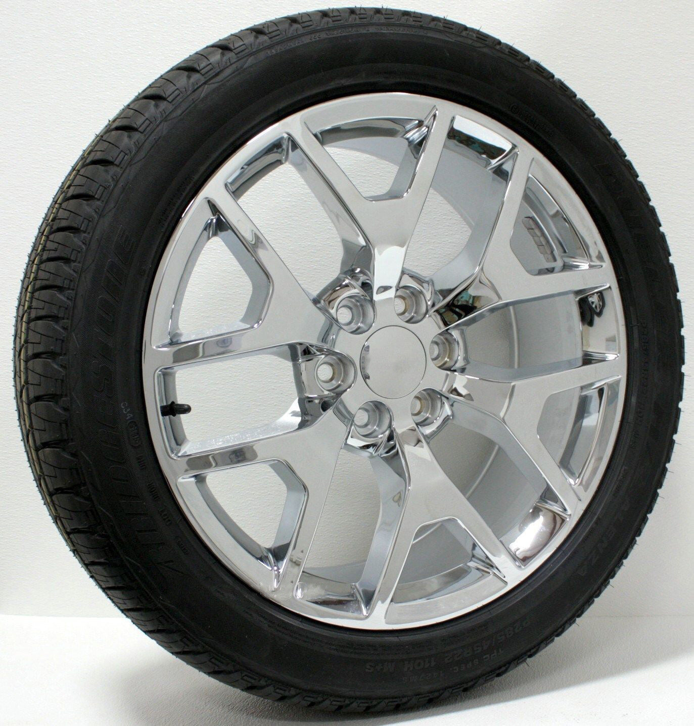 Chevy Silverado Suburban Tahoe 22" Chrome Honeycomb Wheels Bridgestone Tires0