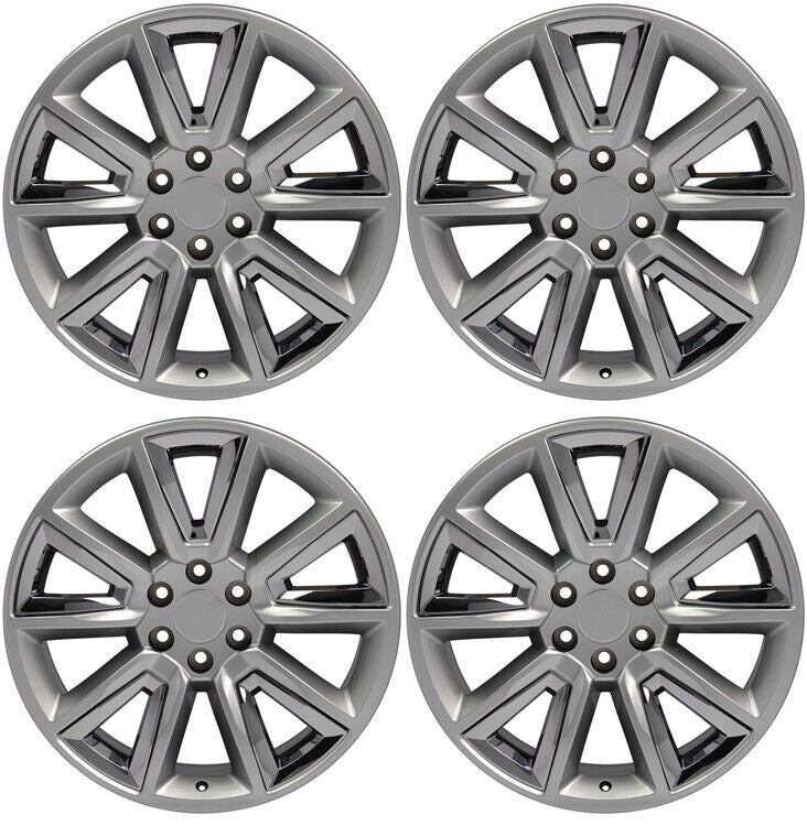 20" Hyper Silver with Chrome Wheels Rims for 2000-2026 GMC Yukon Denali Sierra3