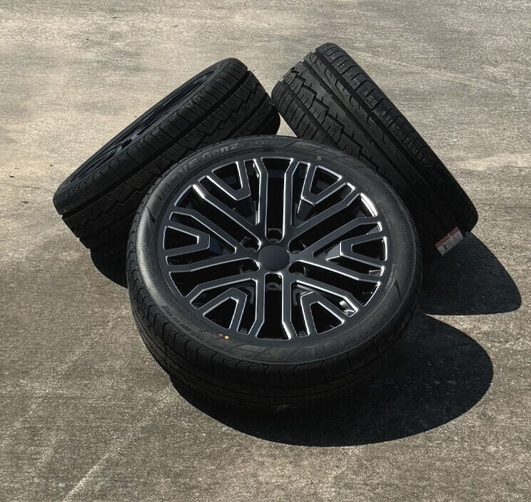 Satin Black Milled Edge 22" Wheels Ironman H/T Tires GMC Sierra Yukon Denali0