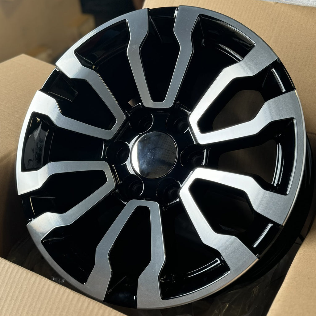 Chevy Silverado AT4 Style 18" Black & Machine Replica Wheels Blackhawk R/T Tires1